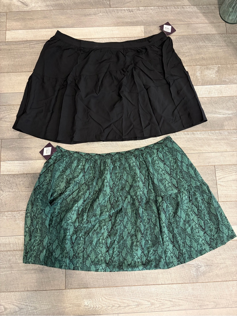 Ava & Viv Green Snake-Print Skater Skirt